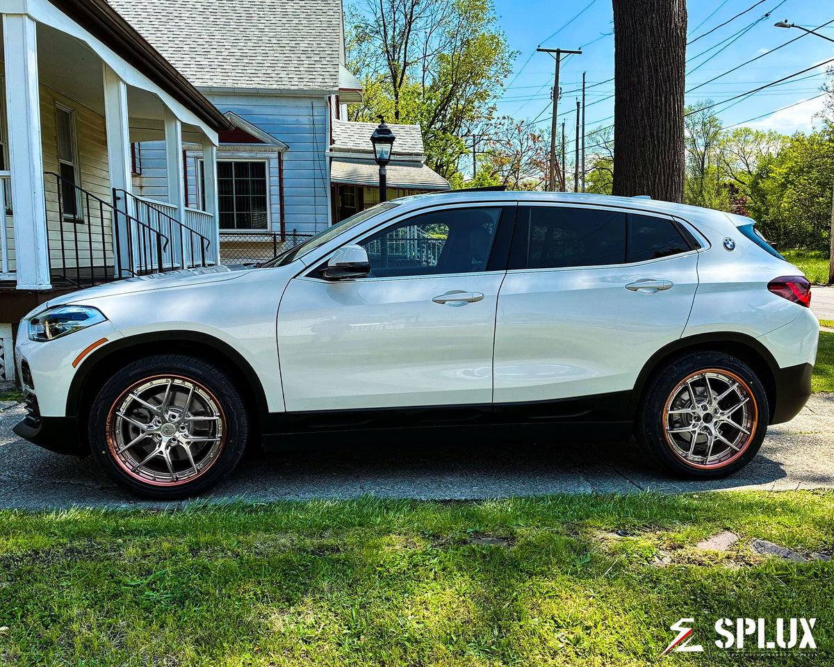 2021 BMW X2 xDrive28i with bmw x2 sport rim upgrade featuring SD-02 forged 2-piece wheels in polished rose gold