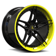 split 5 spoke wheels with accelerate yellow and black finish for c8 corvette. best corvette rims from splux.