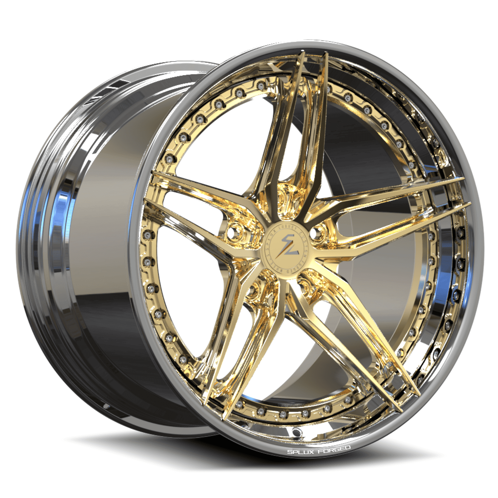 5 spoke rims with chrome and gold finish for acura tl 5 spoke.curved rim with fully forged.