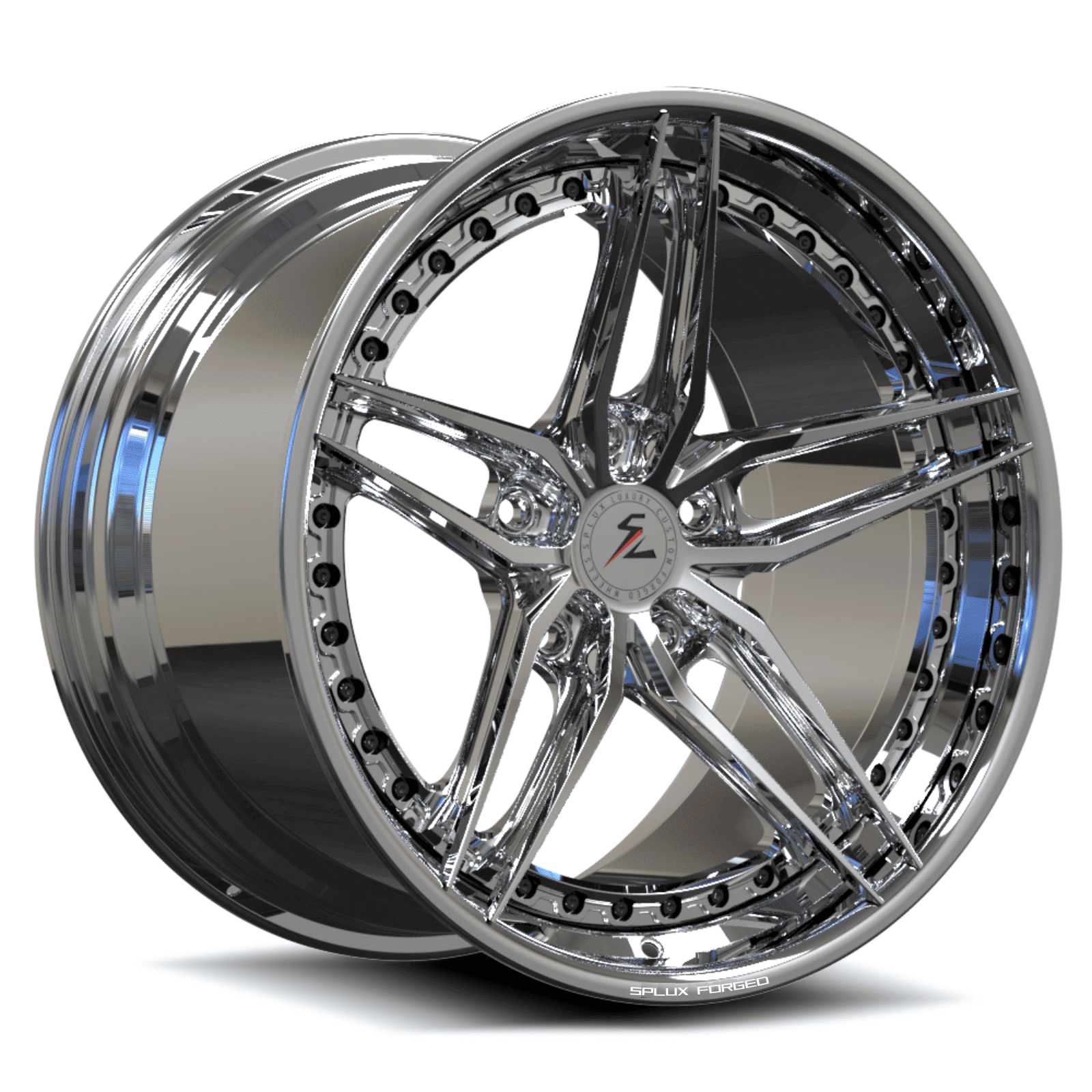 5-spoke wheels in 5x112 19x12.all pvd chrome finish for concave 5-spoke wheels from splux sa-01.