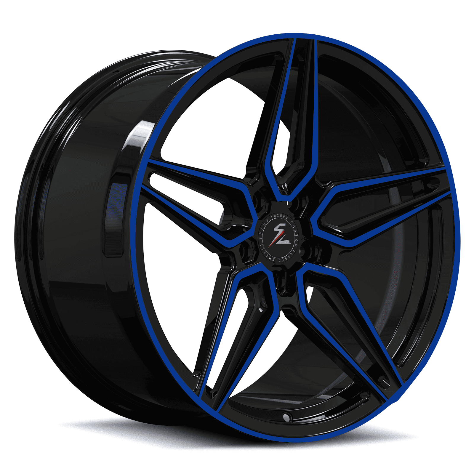 5-spoke mag wheels from Splux fully forged Monoblock SA-01M.pontiac,chrysler 300 5 spoke rims with blue trim.