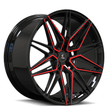 Corvette C7 Z06 20/21 inch custom forged monoblock wheels by Splux SA-02, aggressive black and red aftermarket wheels.