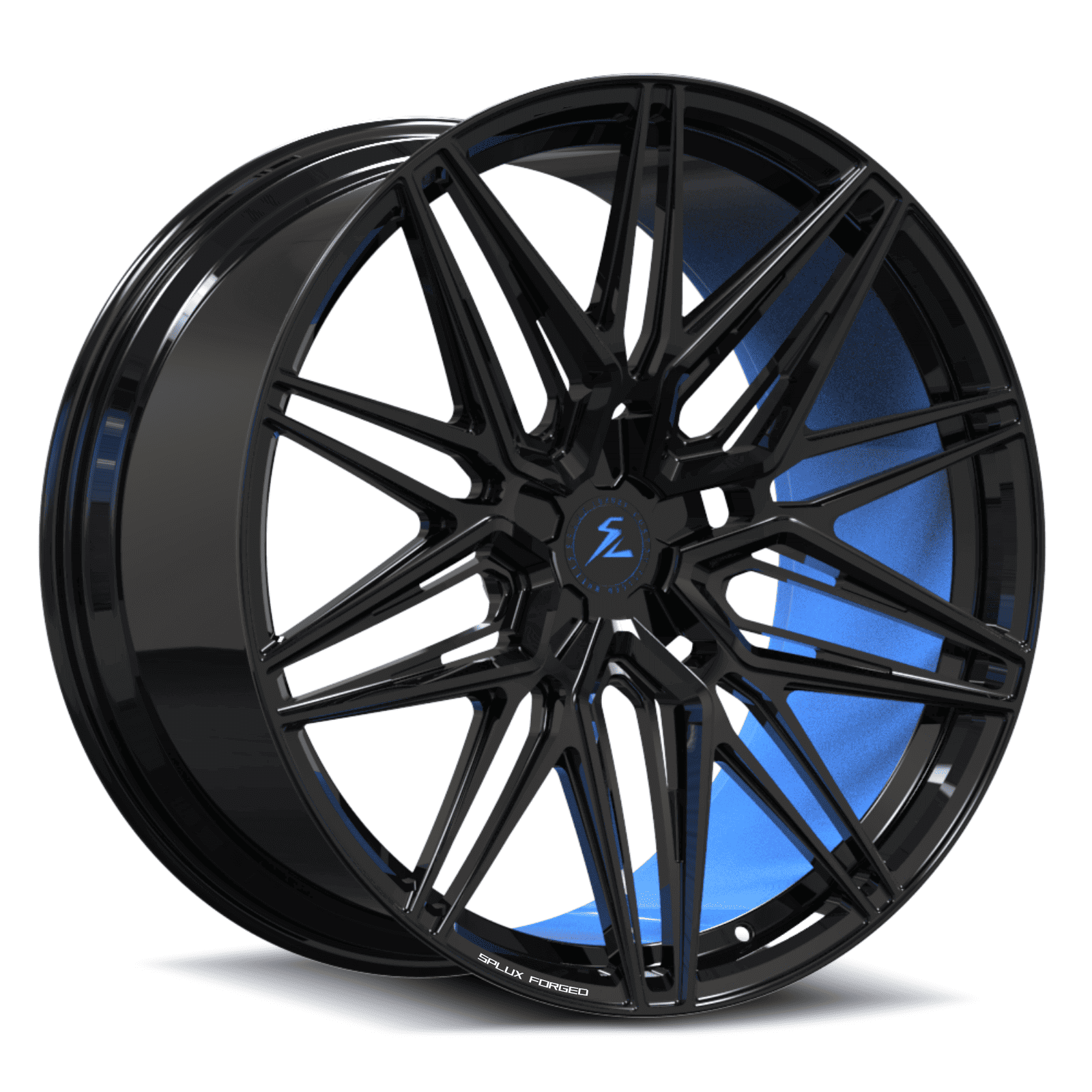 c7 corvette aftermarket rims with black and blue inner barrel. c7 corvette z51 aftermarket wheels with custom forged.