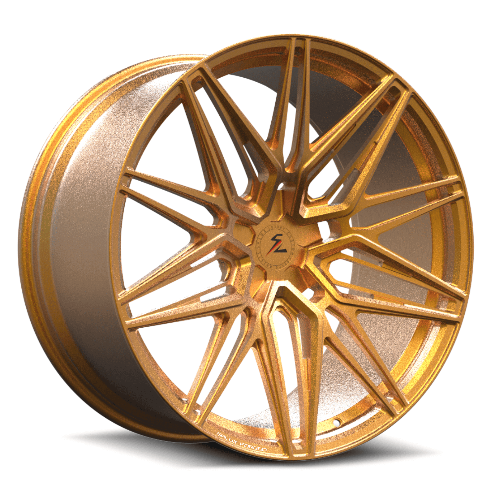 c7 z06 gold corvette wheels from splux custom forged monoblock afteramrket rims.