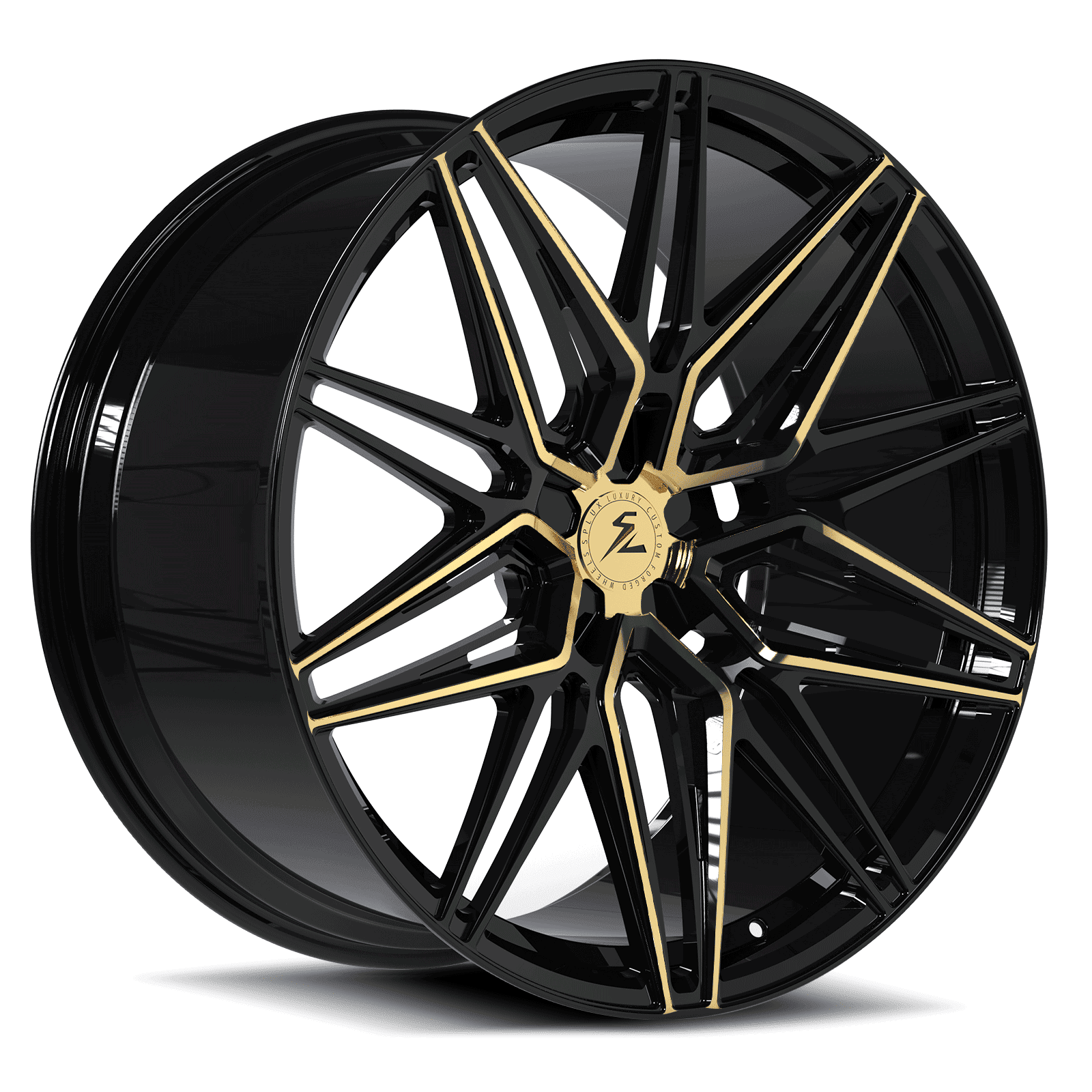 White Porsche GT3 with gold wheels featuring a concave style. Custom forged 2-piece aftermarket wheels for Porsche.