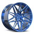 z06 corvette c7 wheels with polished blue finish. fully forged aftermarket rims lighter than oe stock wheels.