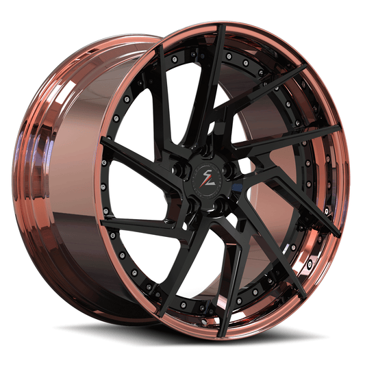 Splux SA-03 Ferrari 488 GTB custom forged wheels with directional aftermarket design in rose gold.