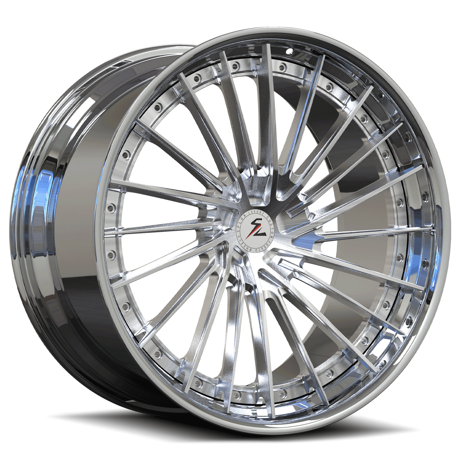 amg gts wheels in chrome and silver,18 inch,custom forged 2-piece multi-spoke wheels by Splux SA-04,perfect aftermarket rims