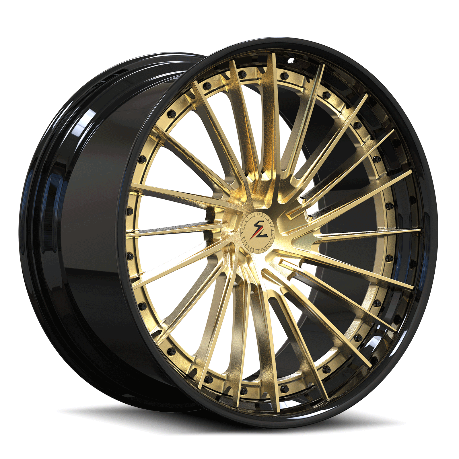 amg monoblock wheels in black and gold,20 inch,Splux SA-04 custom forged 2-piece multi-spoke design,great aftermarket rims