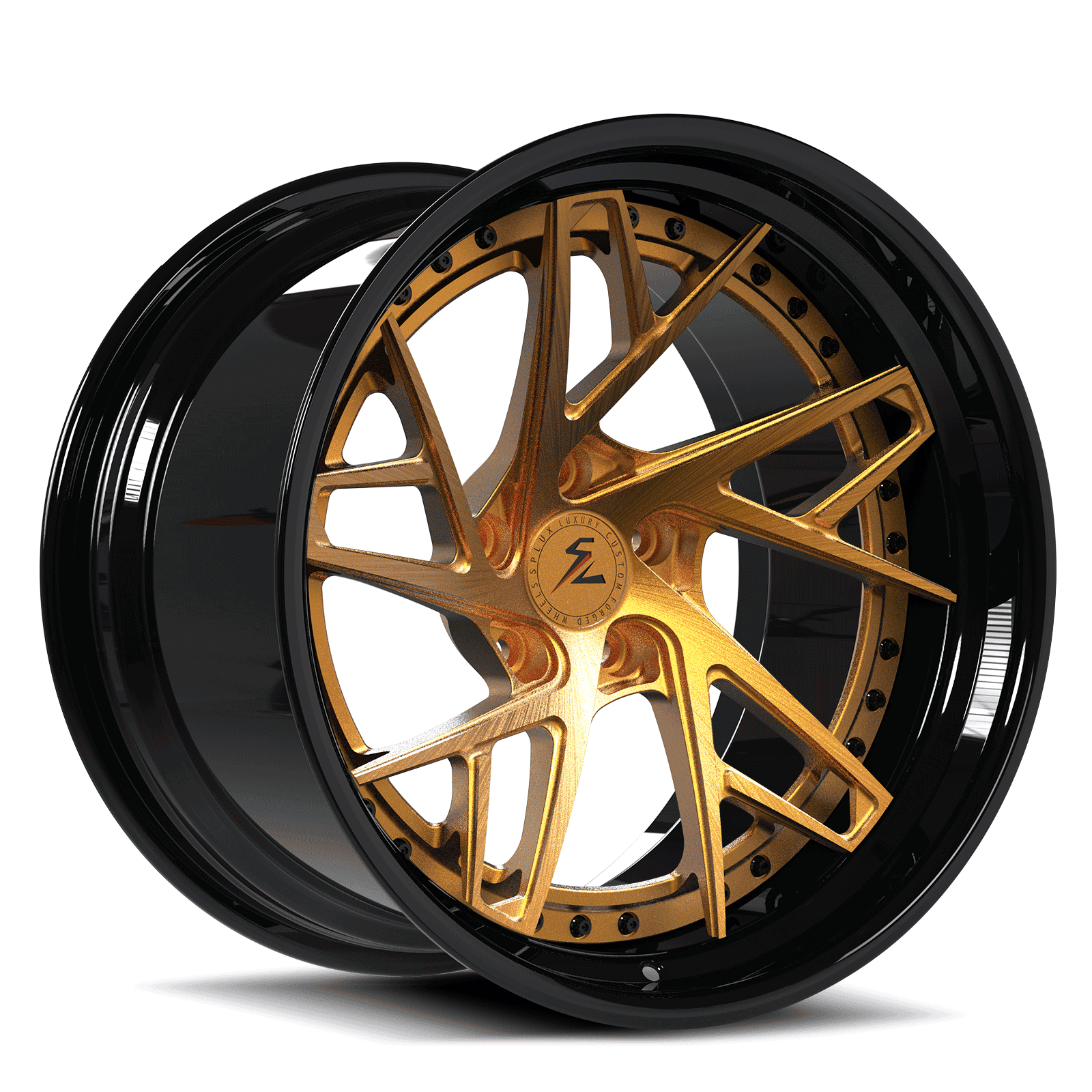 Gold McLaren 570S custom forged wheels with perfect fitment. Aftermarket McLaren wheels, made with 6061-T6 forged alloy.