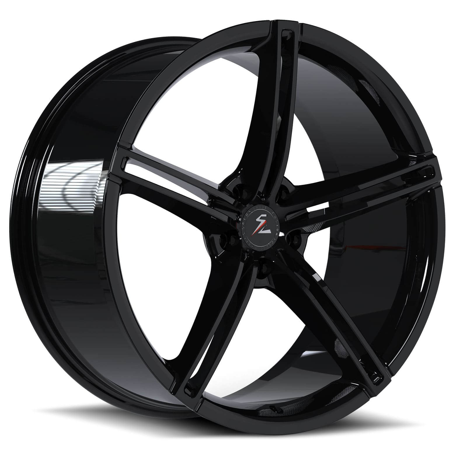 5-spoke Mercedes wheels with an all-gloss black finish. Ferrari 348 5 spoke rims with deep concave look.