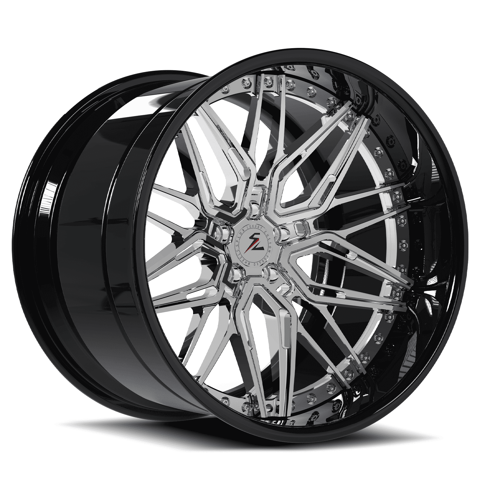 Deep Dish Wheels for Challenger Hellcat in Black Chrom,100% Fitment Guarantee,Custom-Tailored for Dodge Challenger Hellcat.