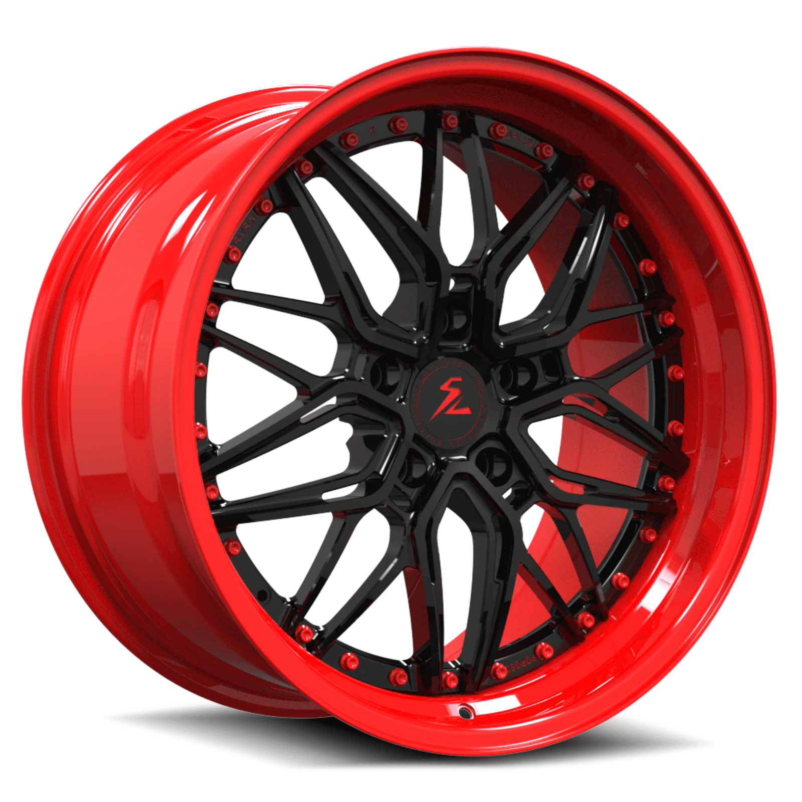 95 r, 03 cobra wheels deep dish in 20 inch with red barrel. Step lip fully forged 2-piece wheels.