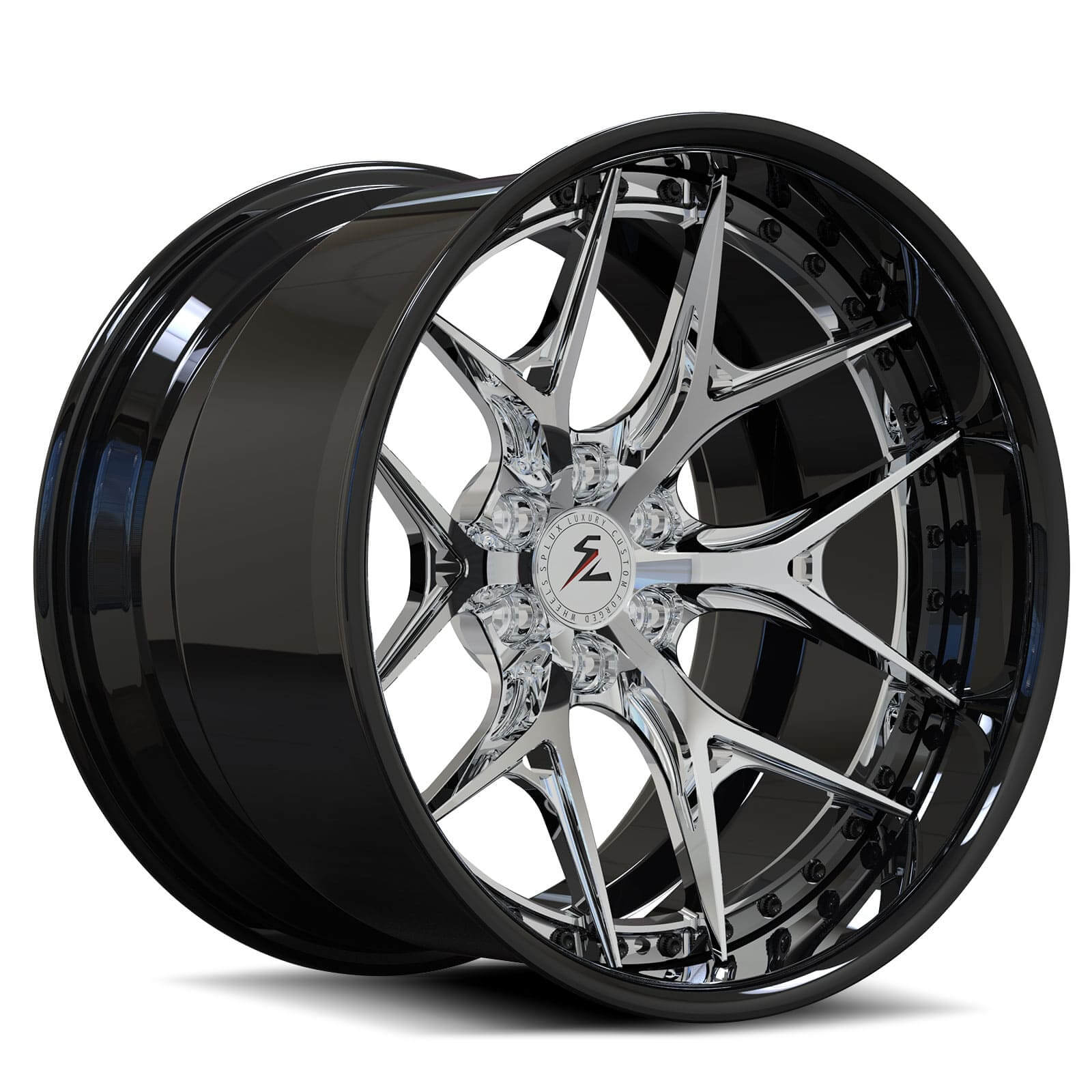 24 inch black chrome rims for GMC Terrain,Sierra,Sierra 1500,Suburban,Acadia,Yukon,Canyon,featuring custom forged.