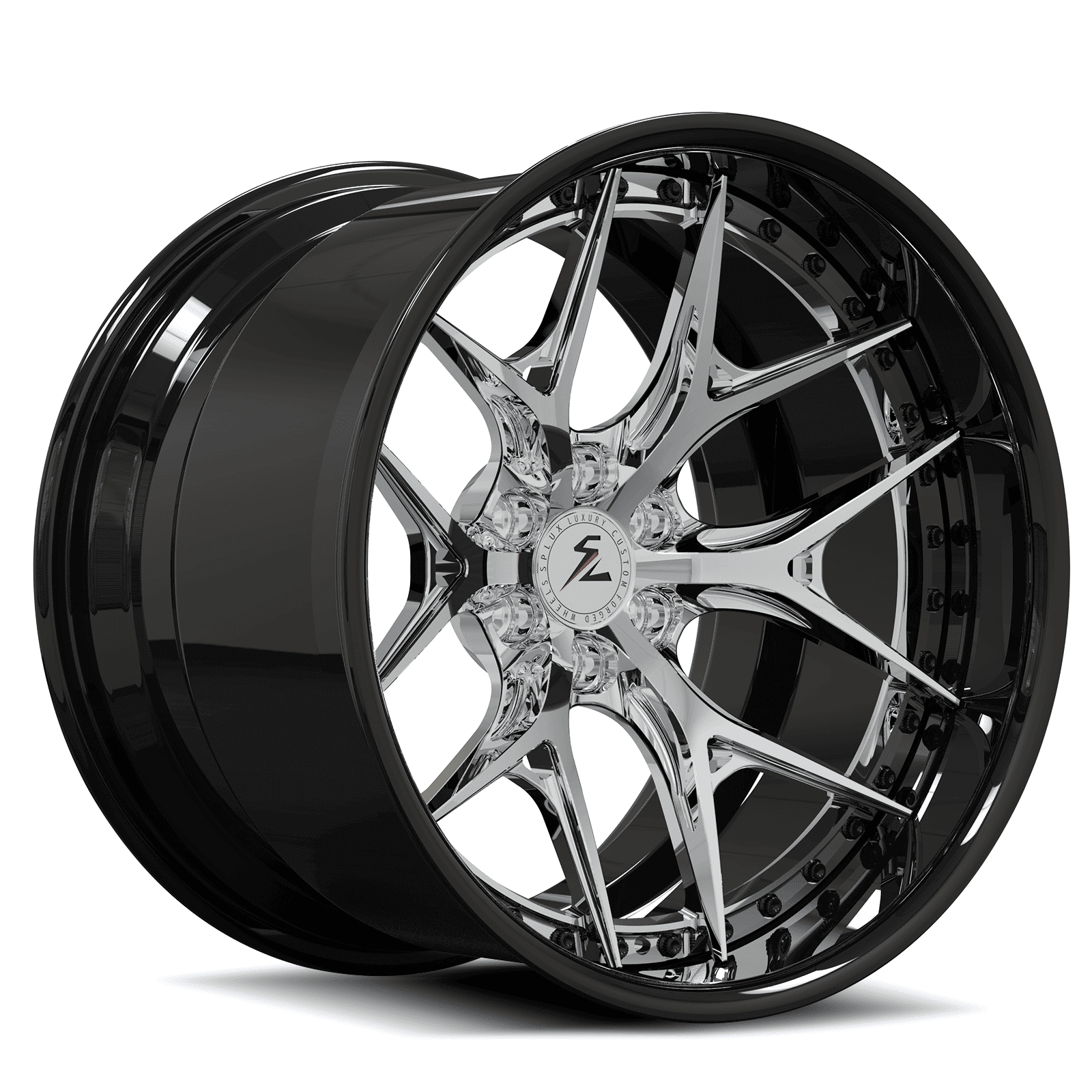 17-inch, 20-inch rims 6 lug by Splux SD-02 5-spoke wheels.Custom forged 2-piece deep dish aftermarket fitment for any vehicle