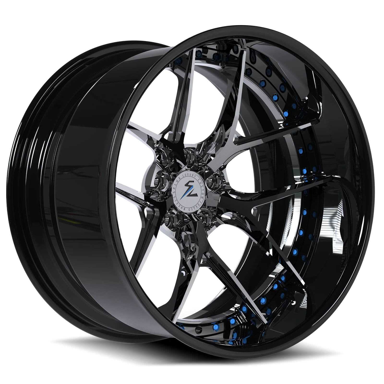 PVD Black Chrome Wheels for Hellcat by Deep Dish SD-02. The Best Aftermarket Dodge Rims from Splux Luxury Forged Wheels.