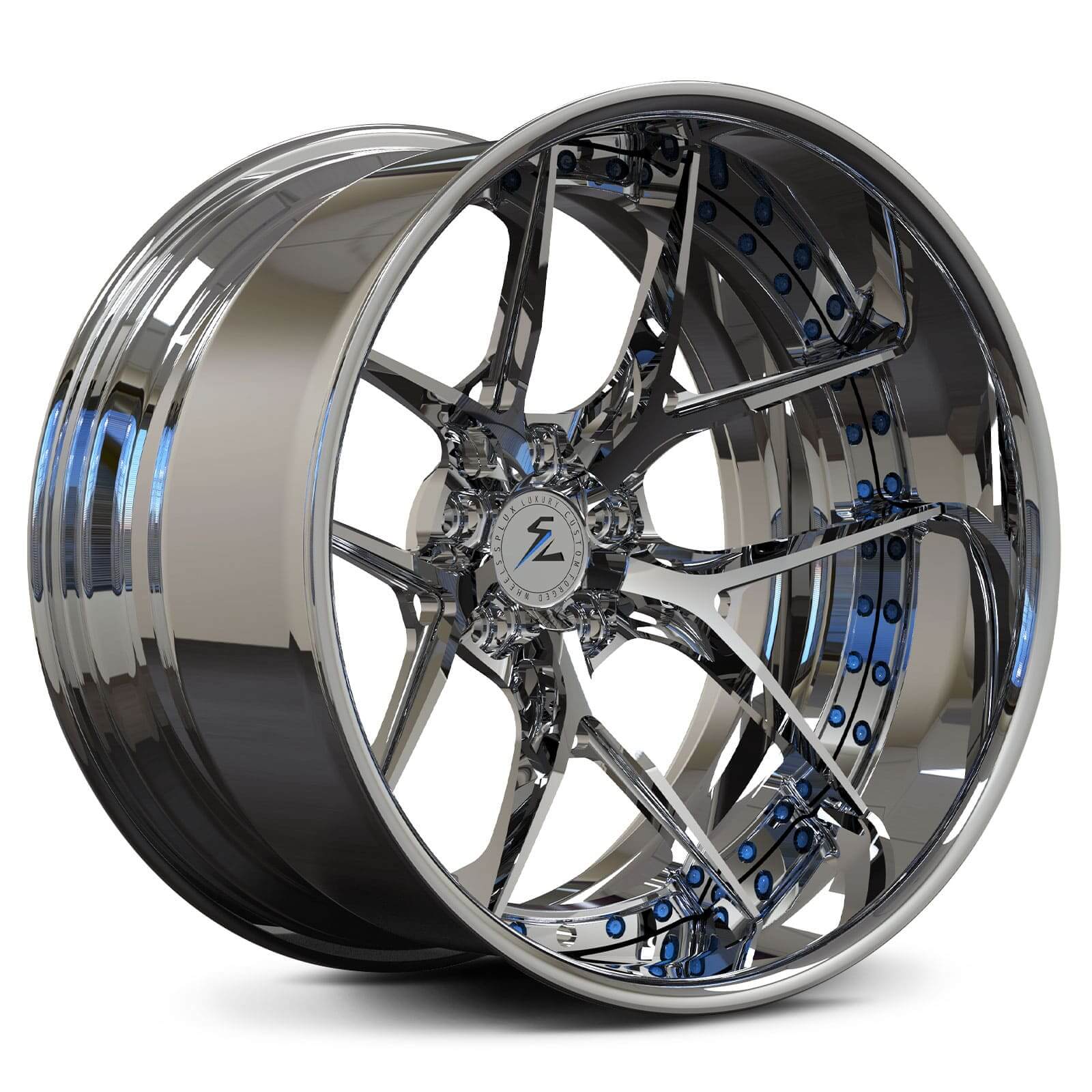 black and chrome rims 20x10 for Maserati,McLaren GT,600LT with deep dish rims and lightweight finish.