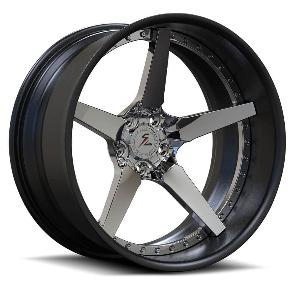 20 inch Deep dish black tapered 5-spoke rims with a chrome lip by Splux, and Super Sport classic deep dish chrome rims.