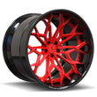 black dodge challenger rims with red face. deep dish custom forged wheels from splux sd-08.