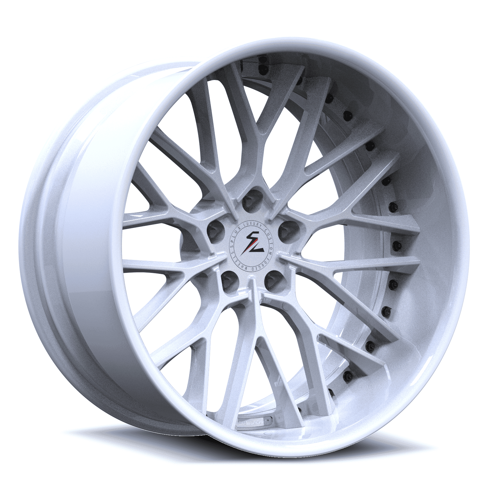 white silverado with white rims available in 17-26 inch. 5-lug,6-lug,8-lug fully forged deep dish 2-piece aftermarket rims.