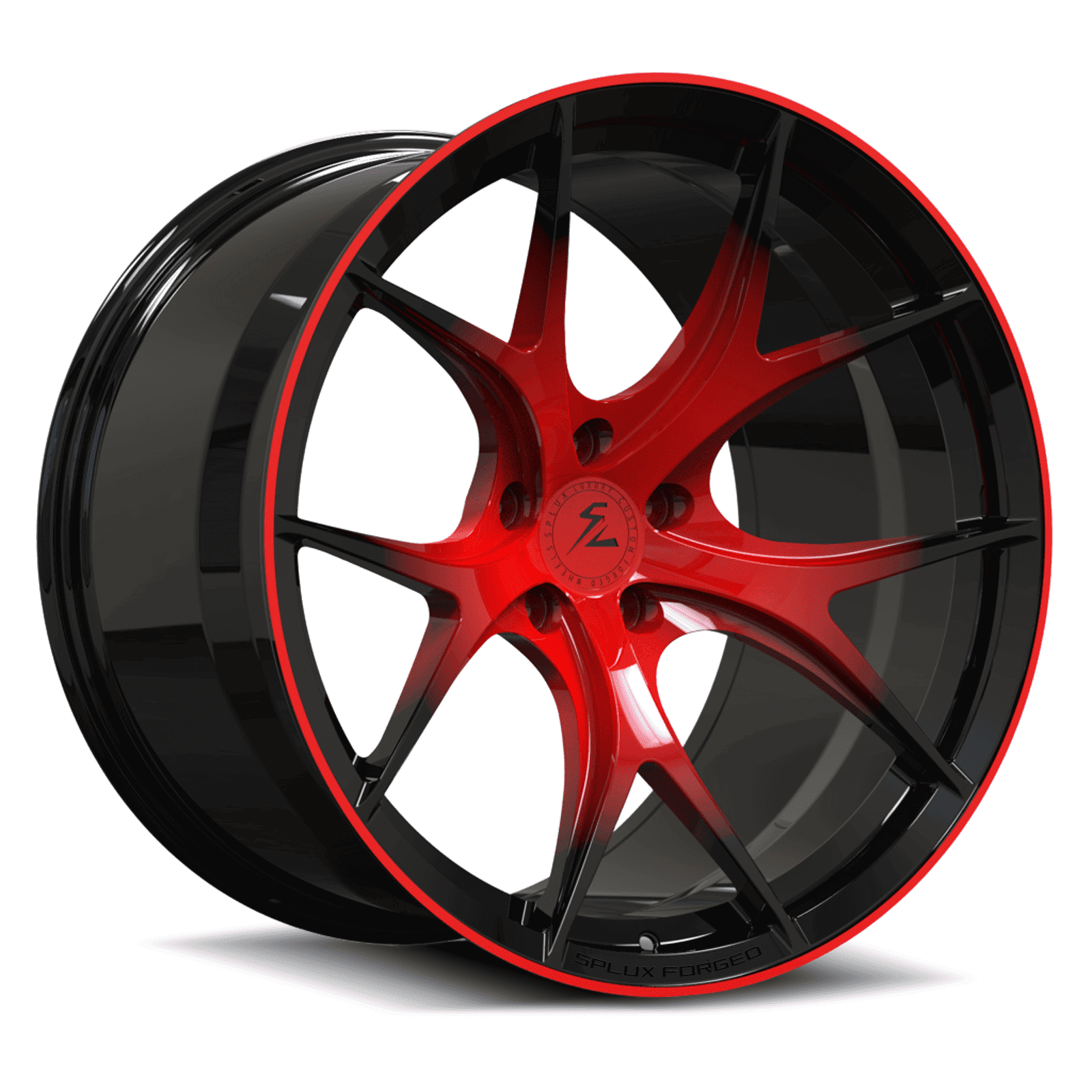 Forged lightweight wheels for Camaro,Acura tl with deep concave style with a red and black finish.