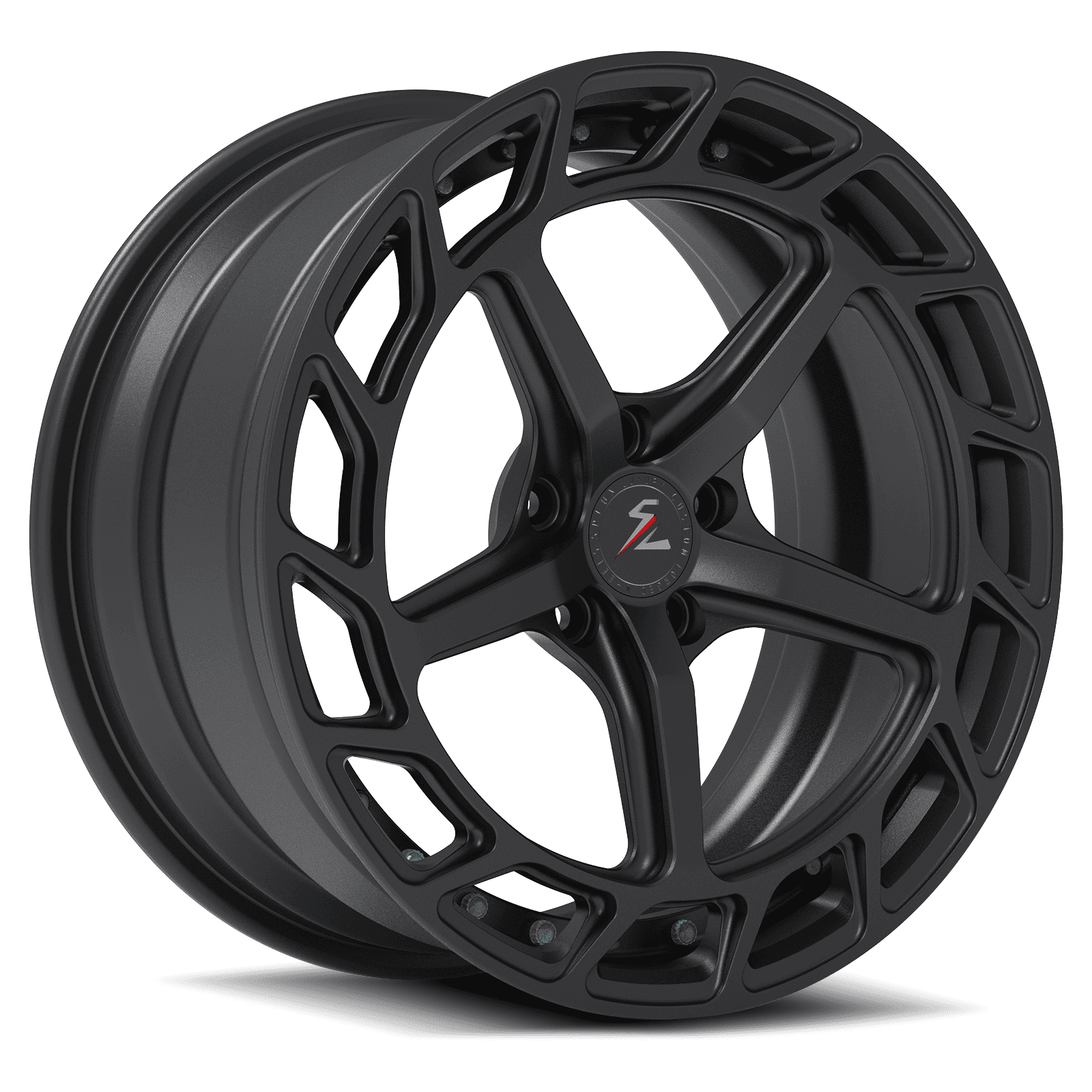 5-spoke 20-inch matte black wheels with a luxury concave design. Custom forged 2-piece wheels with a sporty style.