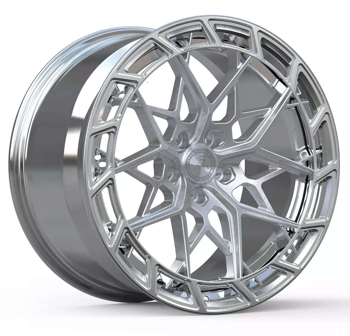 2022 Corvette C8 3LT Z51 brushed silver wheels with a deep concave design.Fully forged monoblock aftermarket rims from SL-C42