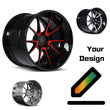 20" Deep dish mustang wheels with red accents and black,chrome, custom forged aftermarket rims for every car.