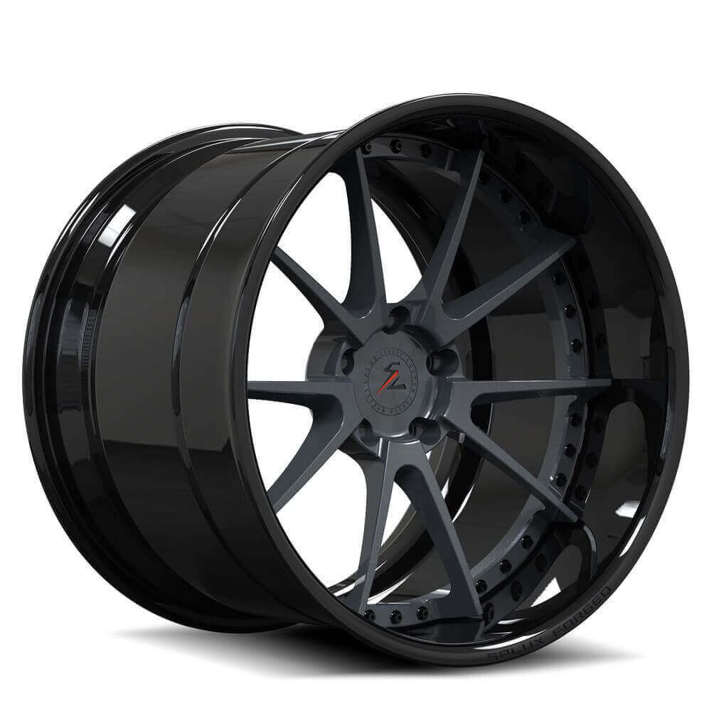 Mustang black rims with deep dish wheels,5-lug,10-spoke design,custom forged 20 inch aftermarket wheels by Splux SD-04.