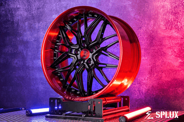 dodge challenger custom wheels front three-quarter view with SD-01 forged 2-piece fitment