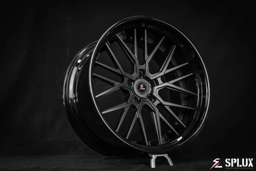 Splux SD-01 custom forged 2-piece satin black 23-inch deep dish aftermarket rims for 2022 Lamborghini Urus, luxury and aggressive.