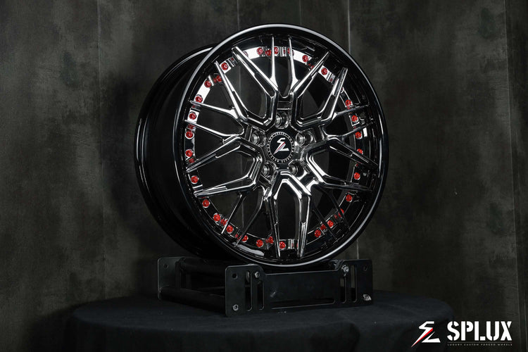 MINI cooper deep dish wheels in 19" with chrome and black finish. custom fully forged 6061-T6 aftermarket rims.