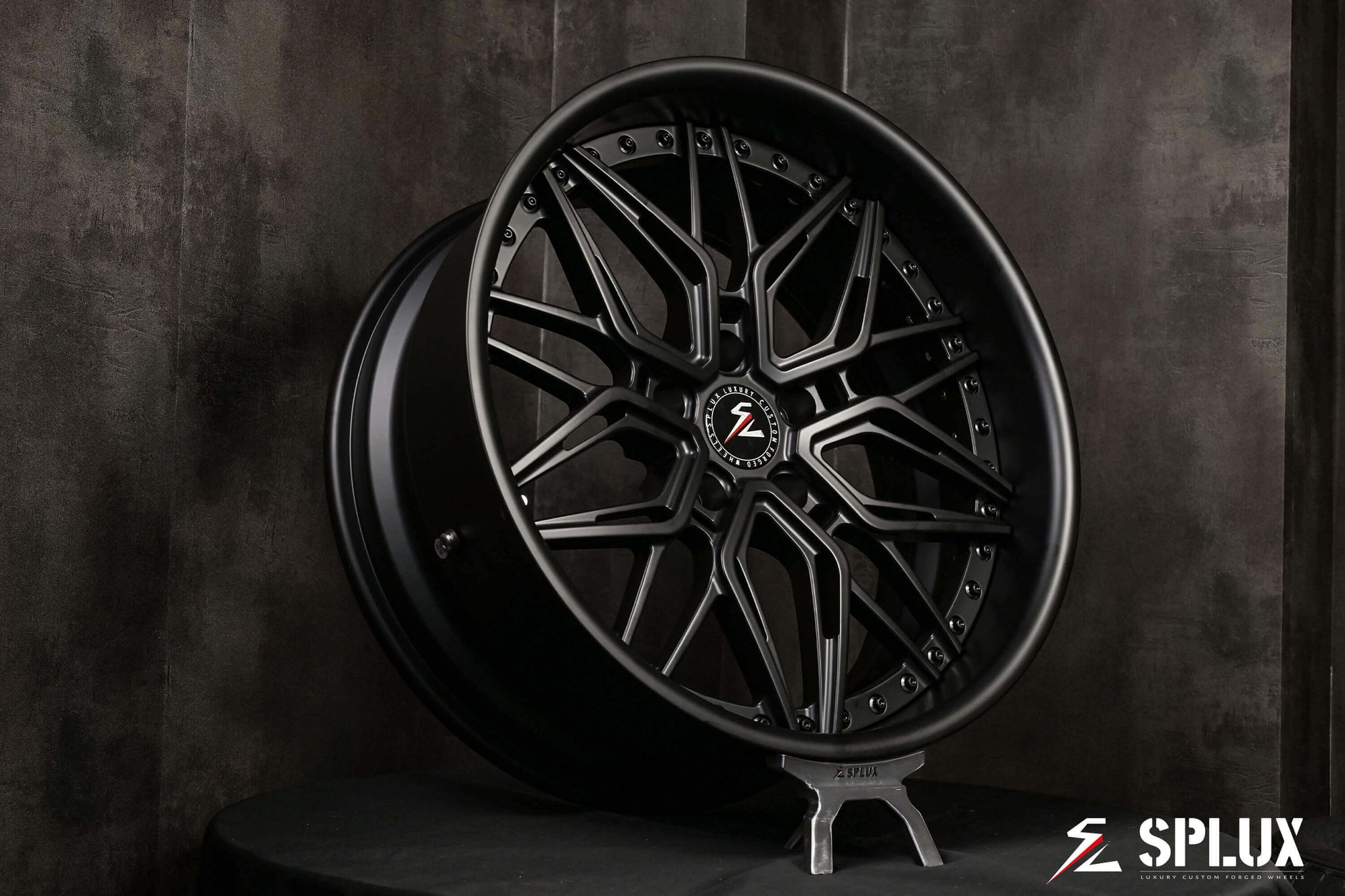 Custom forged 2-piece 20-inch satin black wheels for 1969 Chevy C10, aggressive deep dish design, luxury aftermarket rims.