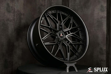 Custom forged 2-piece 20-inch satin black wheels for 1969 Chevy C10, aggressive deep dish design, luxury aftermarket rims.