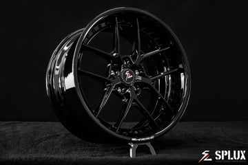 1967 Camaro with black camaro rims, SD-02 forged 2-piece wheels in piano black with deep dish and custom white engraving