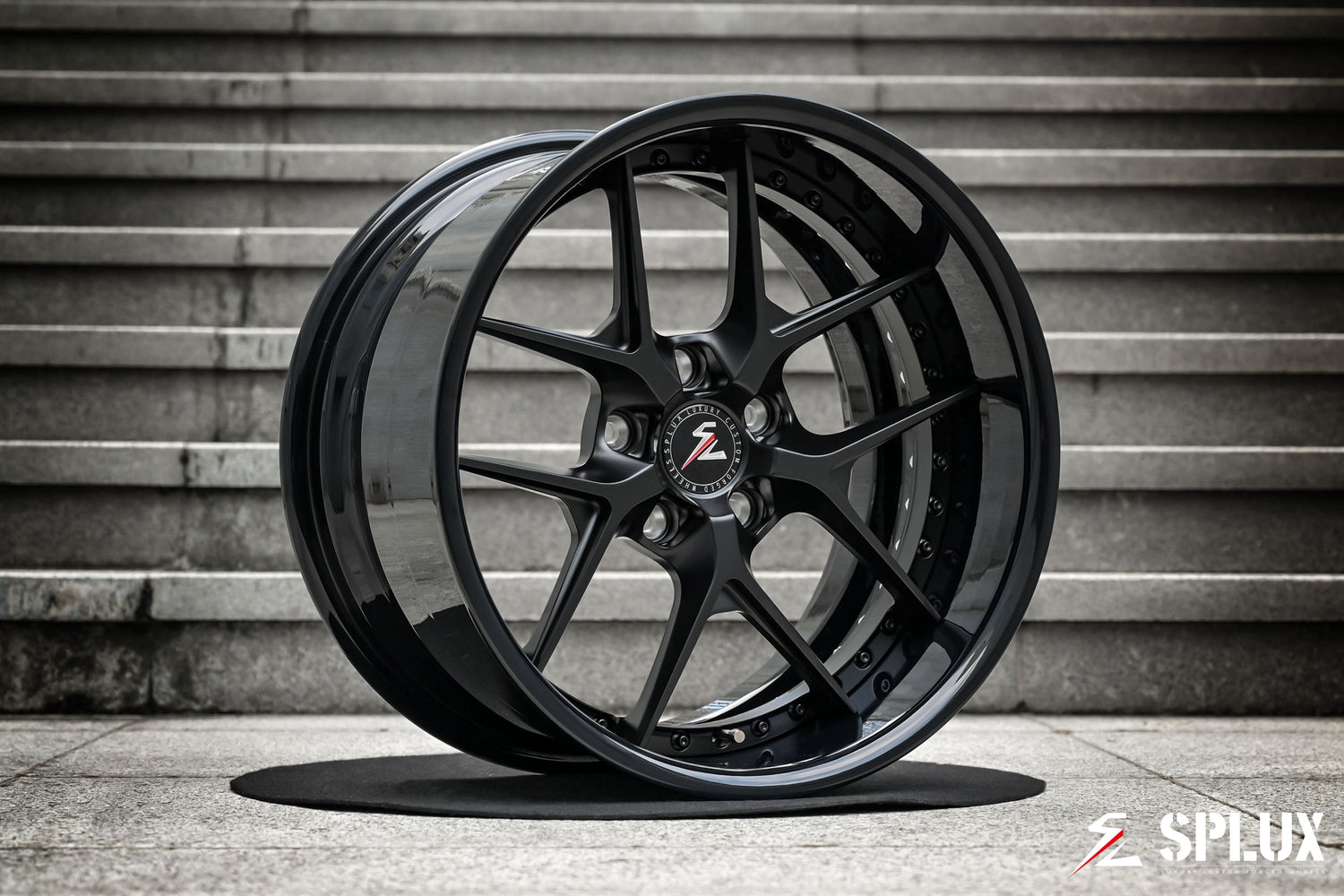1970 nova black wheels on a 1970 Chevy Nova with SD-02R forged 2-piece wheels, satin black spokes and piano black rivets