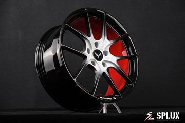 SL-04 forged wheels front three-quarter hero view on 2014 Corvette C7 Z51