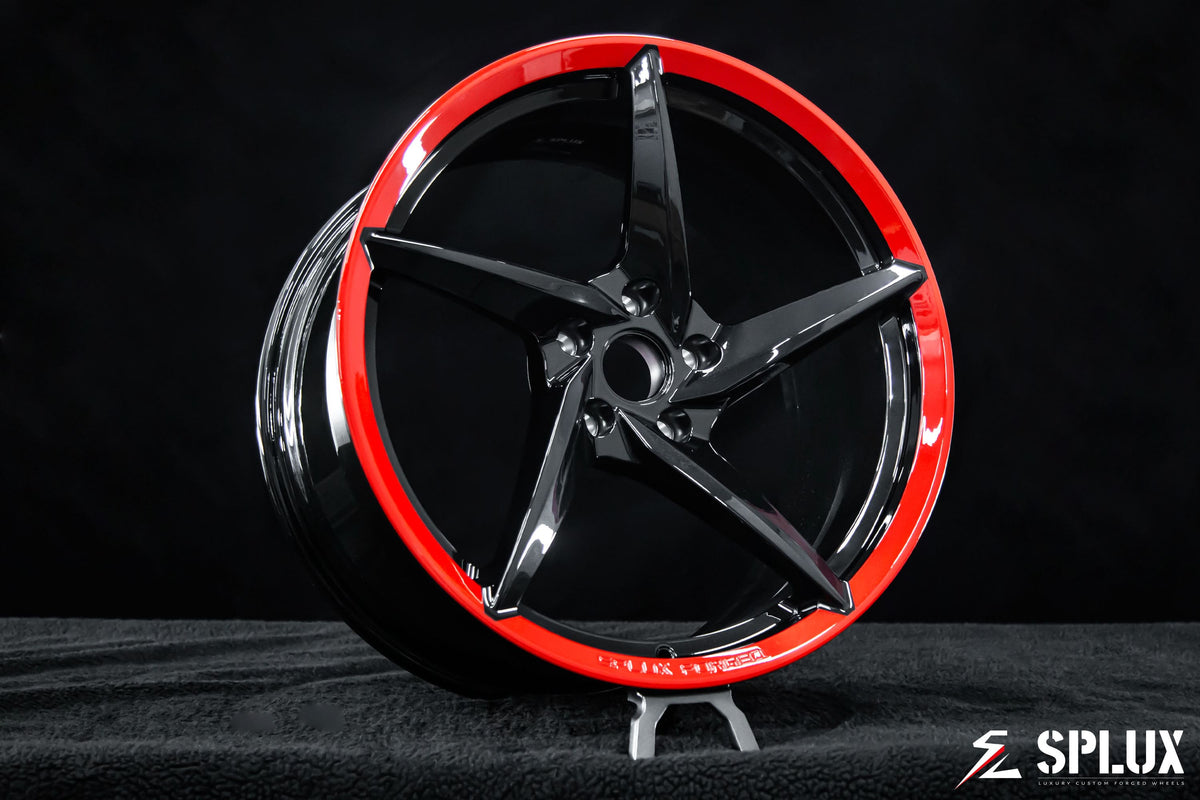 2015 cadillac cts-v wheels: SC-09M forged monoblock with black diamond spokes and a gloss red lip