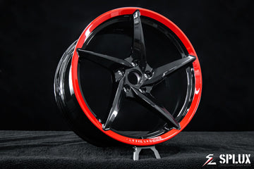2015 cadillac cts-v wheels: SC-09M forged monoblock with black diamond spokes and a gloss red lip