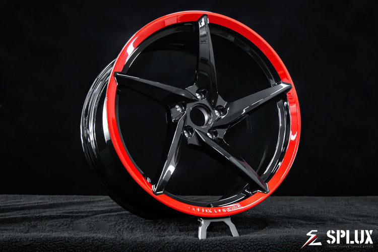 2015 cadillac cts-v wheels: SC-09M forged monoblock with black diamond spokes and a gloss red lip