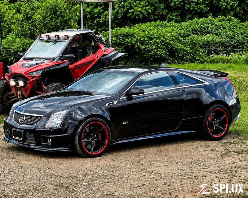 Rims for 2015 Cadillac CTS on a 2015 Cadillac CTS-V Coupe, Black Diamond face and Gloss Red lip