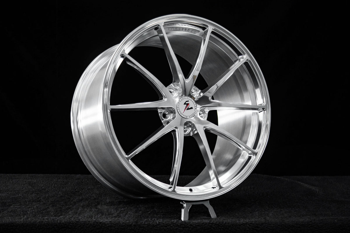 All-polished SC-08M forged wheels on a 2019 Corvette C7 Stingray, aftermarket rims for C7 Stingray with a concave face