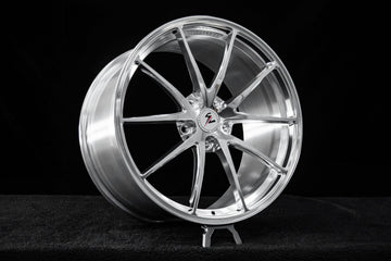 All-polished SC-08M forged wheels on a 2019 Corvette C7 Stingray, aftermarket rims for C7 Stingray with a concave face
