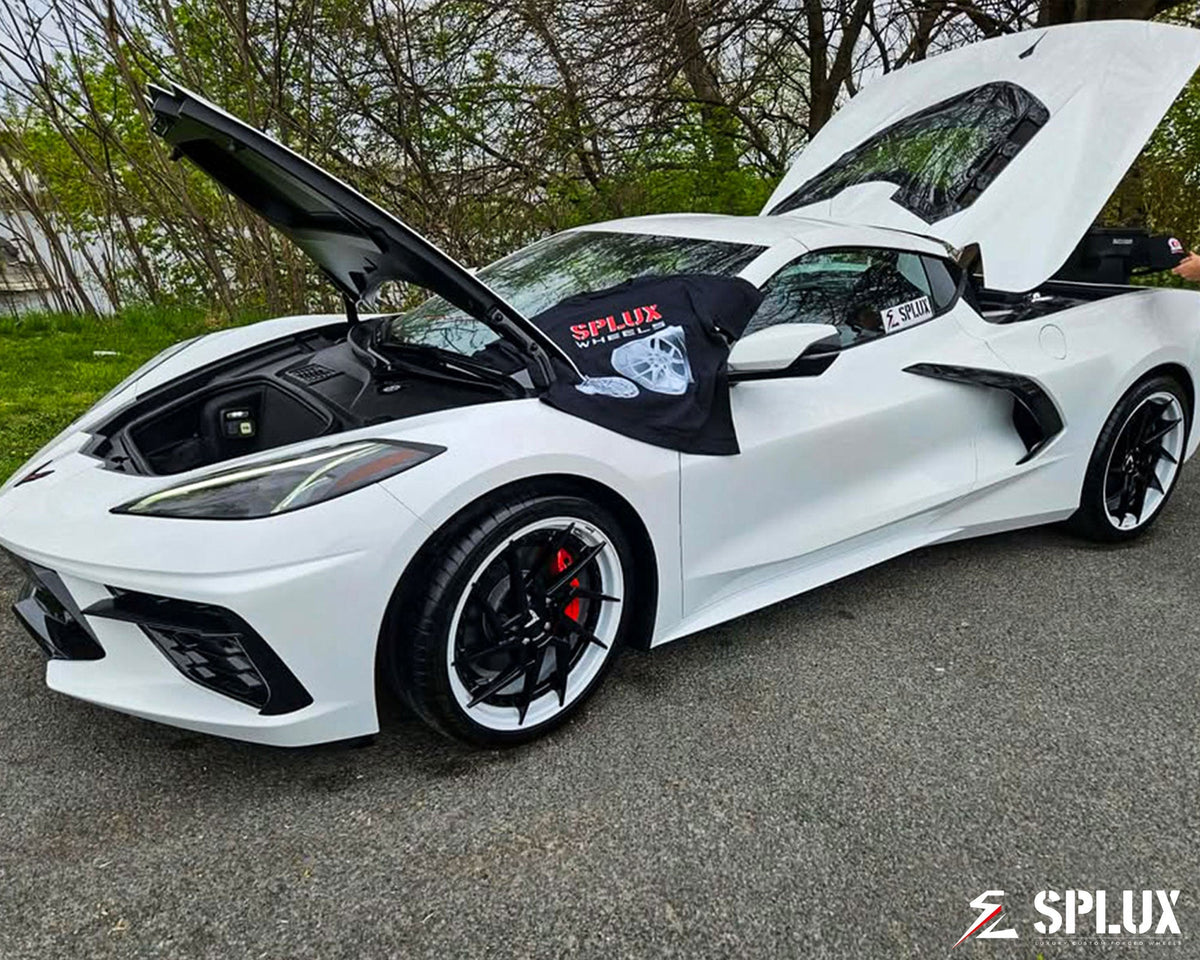 2021 Chevrolet Corvette C8 Stingray with c8 corvette custom wheels, SA-03 forged 2-piece in ivory white and piano black