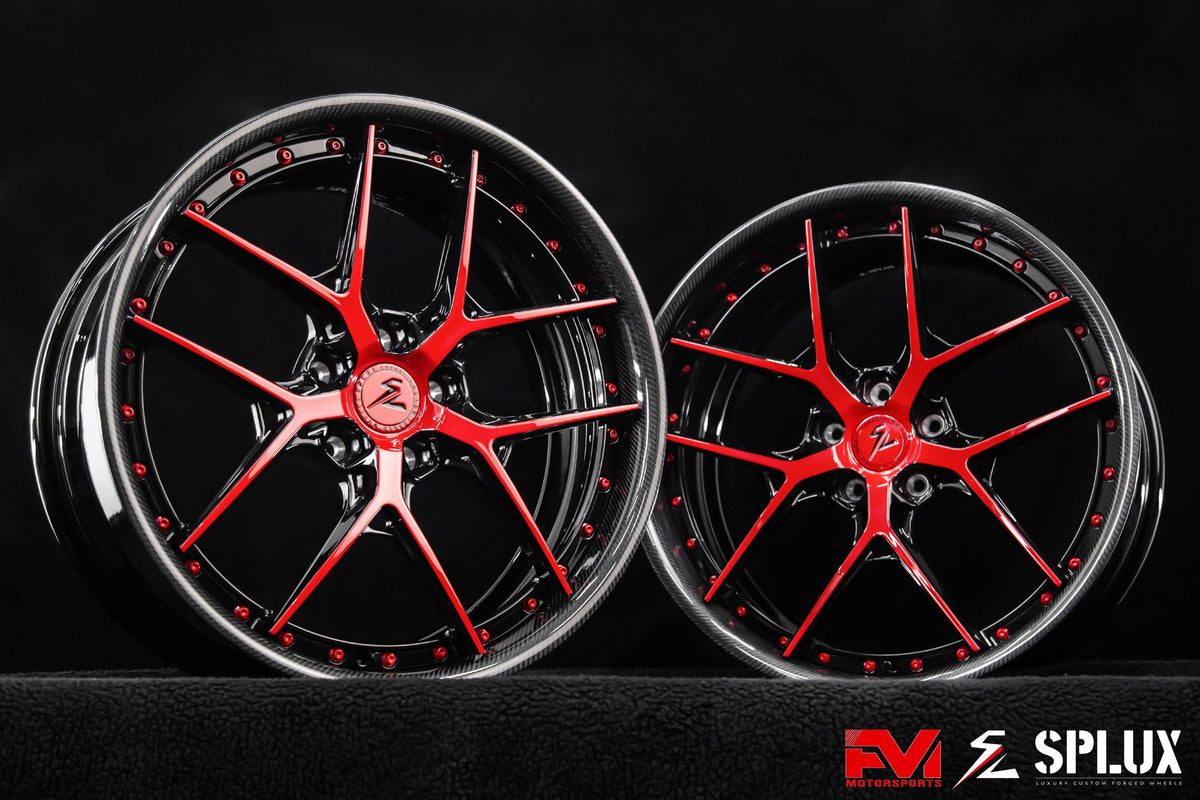 Red Corvette black wheels: SD-02 forged 2-piece for the 2023 Corvette C8 Stingray