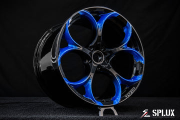 2025 corvette wheels on a 2025 Corvette C8 Z51 3LT with SC-07M forged 1-piece wheels in piano black and Riptide Blue