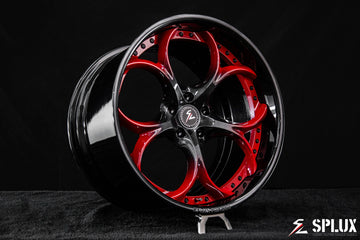 2025 corvette z06 wheels on a 2025 Corvette Z06 with SD-03 forged 2-piece deep dish wheels in carbon flash and dark red