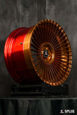 Splux SL-C22 custom forged 2-piece RS4 rims for 2007 Audi, offering a luxury concave multi-spoke style in bronze and red.