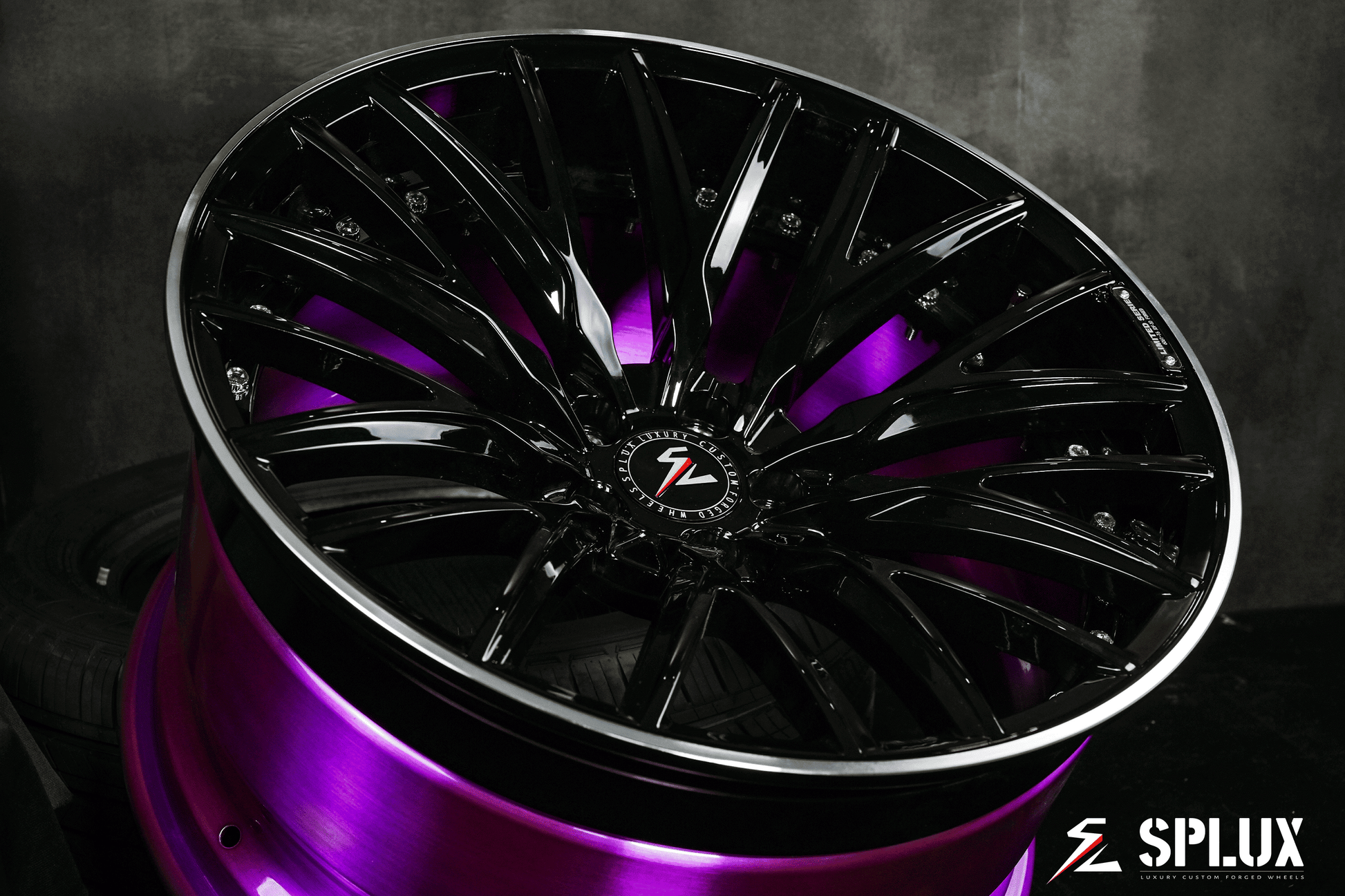 Splux SL-C22 black and purple 20-inch concave custom forged 2-piece luxury aftermarket rims for 2009 Audi A5