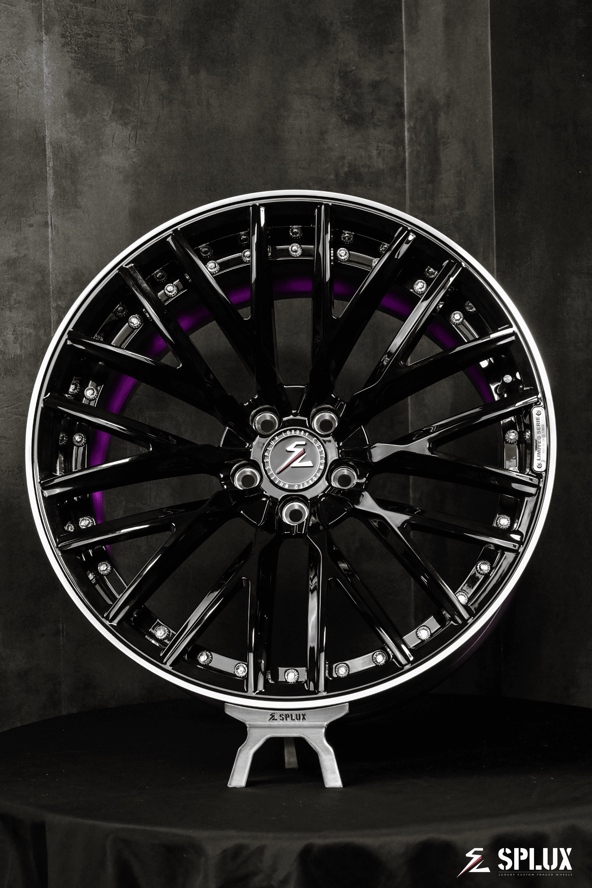 Splux SL-C22 custom forged 2-piece black and purple concave 20-inch luxury wheels for custom 2009 Audi A5